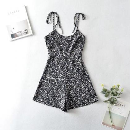 Floral Print Stylish Camisole Romper With Shoulder..