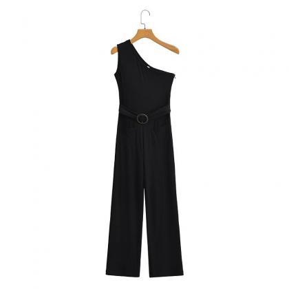 High-waisted And Belted Women's Pants..