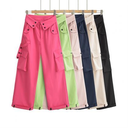 Trend Style Cuffed Pants Personality Street Casual..