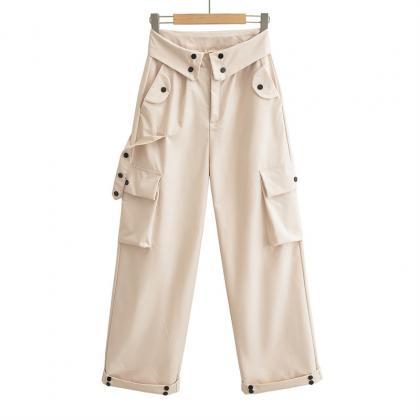 Trend Style Cuffed Pants Personality Street Casual..