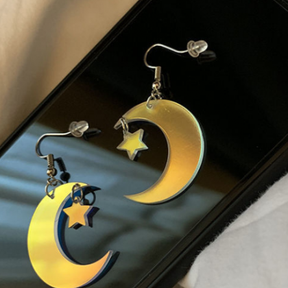 Fantastic Dazzling Transparent Star Moon Earrings..