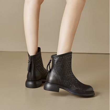Ankle Boots For Women Korean Style Hollow Out Mesh..