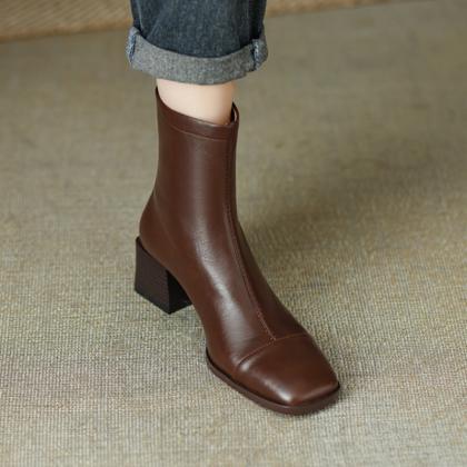 Winter Square Toe Woman Ankle Boots Fashion..