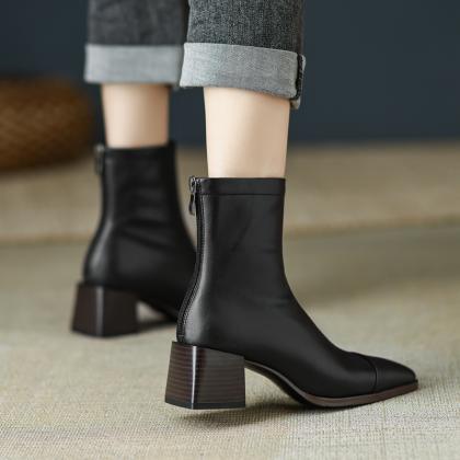 Winter Square Toe Woman Ankle Boots Fashion..