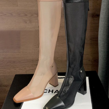 Thigh-slimming Chunky High-heeled Boots Summer..