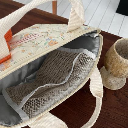 Quilted Insulated Lunch Bag Korean Small Tote..