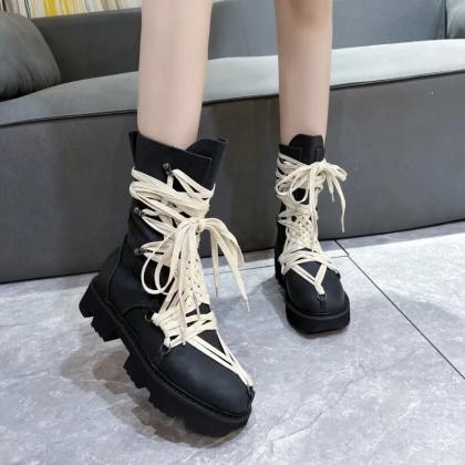 High Quality Cross-tied Women's Boots..