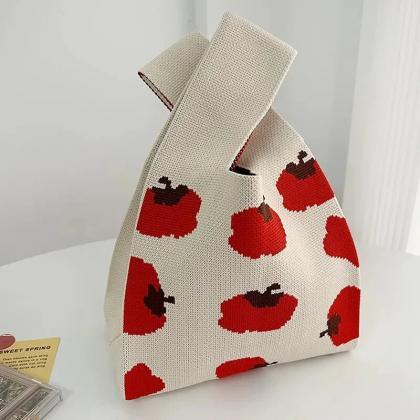 Women's Tomato Knit Tote Bag Portable..