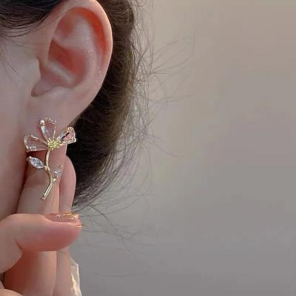 Gentle Sweet Crystal Flower Ear Studs Earrings For..