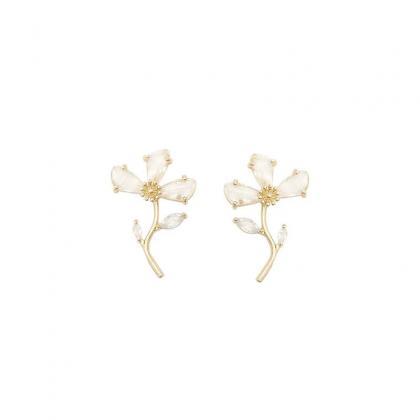 Gentle Sweet Crystal Flower Ear Studs Earrings For..