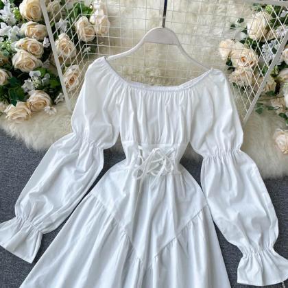 Autumn Dress Elegant Gothic Women White Black..