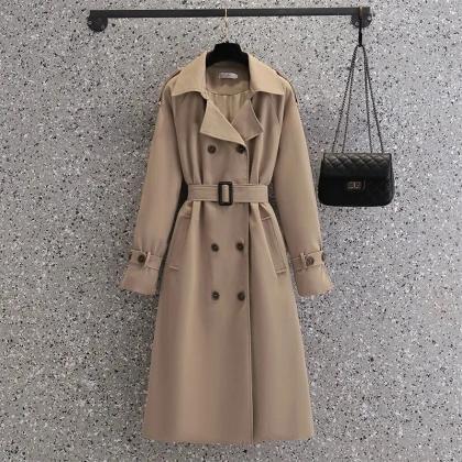 Spring Mid-length Double Breasted Women Trench..
