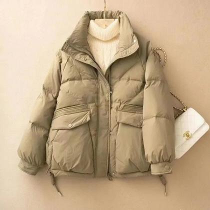 Winter Coat Women Cotton Jacket Zipper Loose Coats..