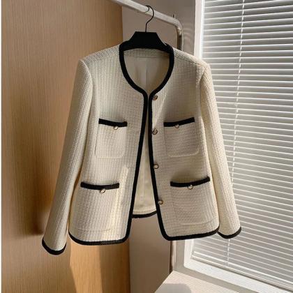 Oversize 3xl Vintage Tweed Jackets Korean Elegant..