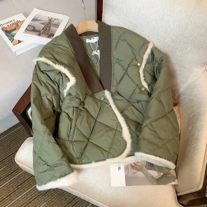 Woman Green Patchwork Jacket Oversize Autumn..