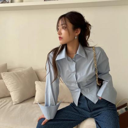 Korean Long Sleeve Shirt Women Sexy Strap Backless..