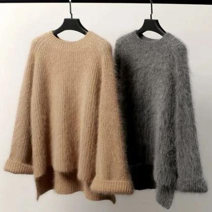 Caramel And Charcoal Crewneck Sweater Korean Style..