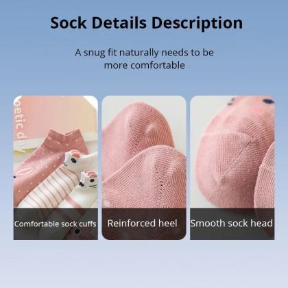 5 Pairs Women's Short Tube Socks Pink..