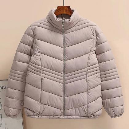 Lavender High-collar Puffer Winter Jacket