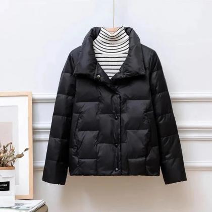 Urban Layered-look Black Puffer Jacket