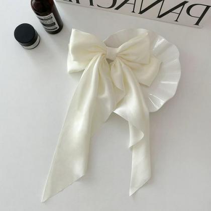 Elegant Bow Ribbon Hair Clip Fashion Simple Solid..