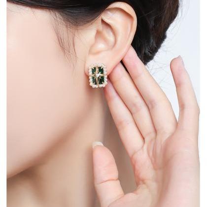 Retro Emerald Starlight Pearl Earrings Female..