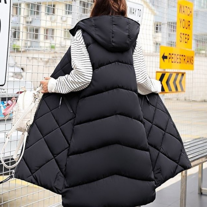 Female Autumn And Winter Down Cotton Vest Hooded..