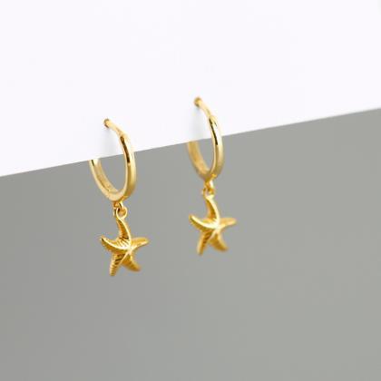 Sterling Silver Earring Personality Starfish S925..
