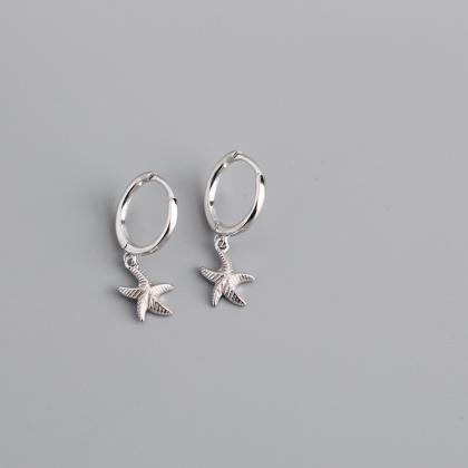 Sterling Silver Earring Personality Starfish S925..