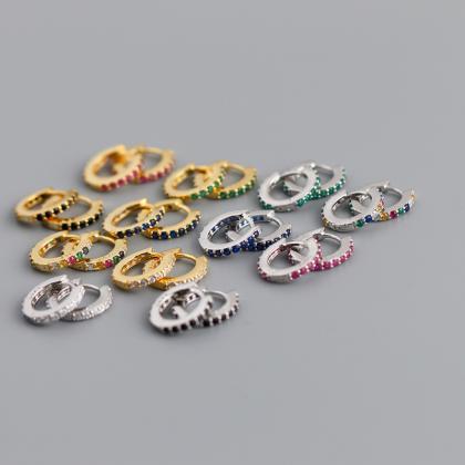 S925 Sterling Silver Round Micro-inset Color..