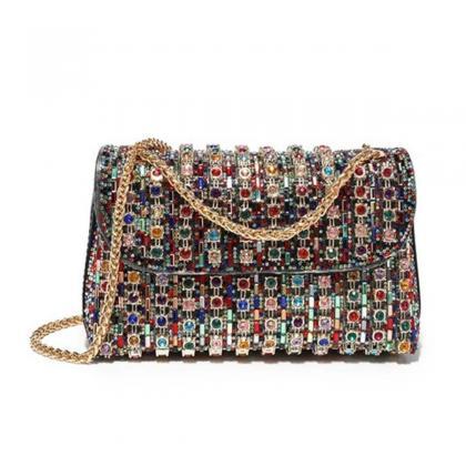 Bejeweled Multicolor Mosaic Chain Handbag