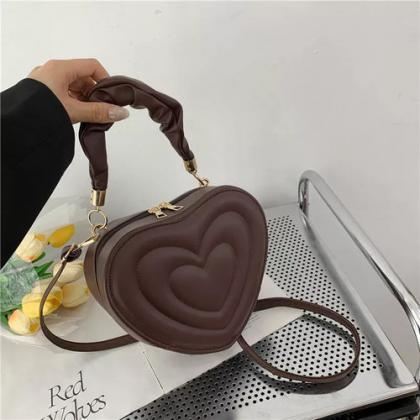 Charming Heart-shaped Black Crossbody Bag