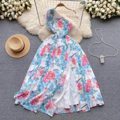 Womens Floral Halter Neck Summer Maxi Dress..