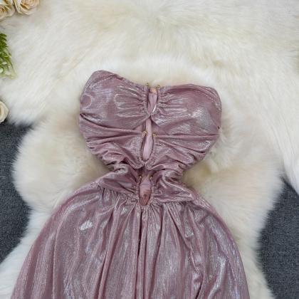 Elegant Velvet Strapless High-low Evening Gown..
