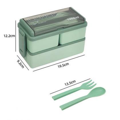 Dual-layer 1400ml Lunch Box With Utensils Included