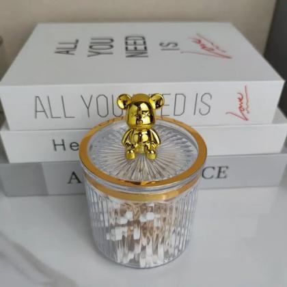 Luxurious Glass Jewelry Boxes With Gold Bear Lid