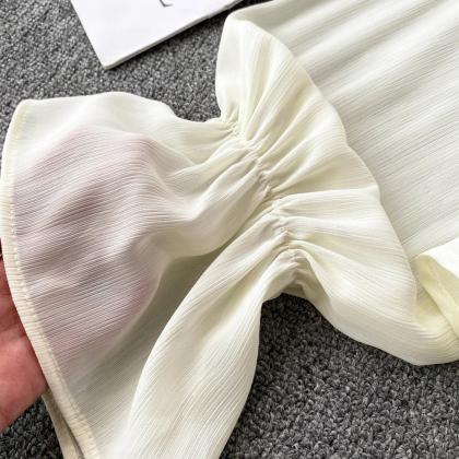 Elegant Off-shoulder Ruffle Sleeve Blouse In Ivory