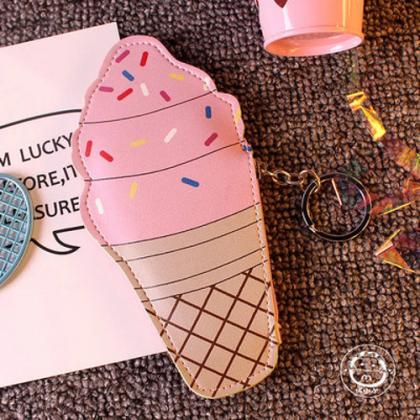 Cute Cartoon Dessert-themed Keychain Wallets For..