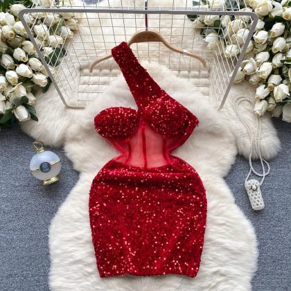 Womens Sparkly Red Sequin Bow Detail Cocktail..