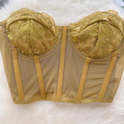 Vintage Style Gold Lace Bustier Corset Top