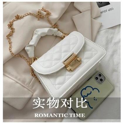 Elegant Quilted White Leather Crossbody Bag With..
