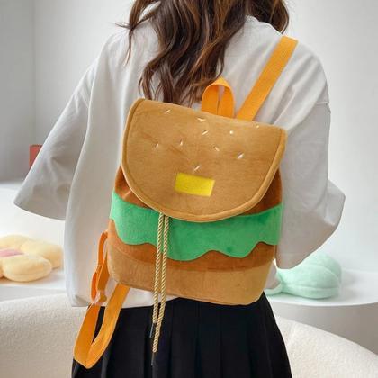 Cute Hamburger Design Plush Kids Backpack..