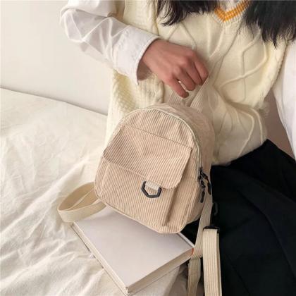 Casual Corduroy Mini Backpacks For Everyday Use
