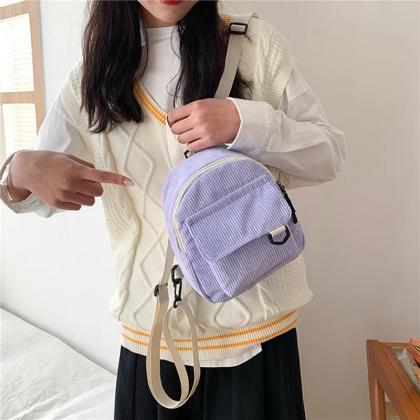 Casual Corduroy Mini Backpacks For Everyday Use