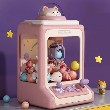 Miniature Pink Claw Machine With Assorted Plush..