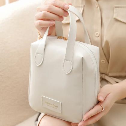Elegant Mini Backpack Faux Leather Pink White..