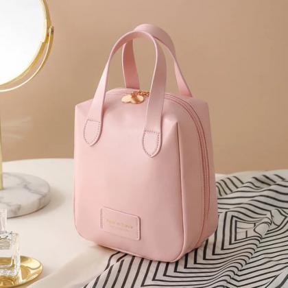 Elegant Mini Backpack Faux Leather Pink White..