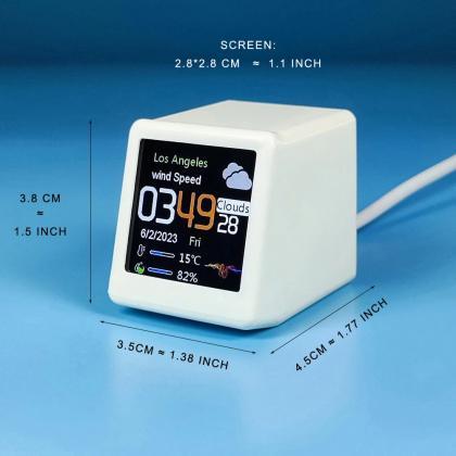Compact Digital Weather Station Clock With Color..
