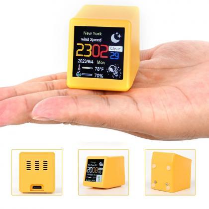 Compact Digital Weather Station Clock With Color..