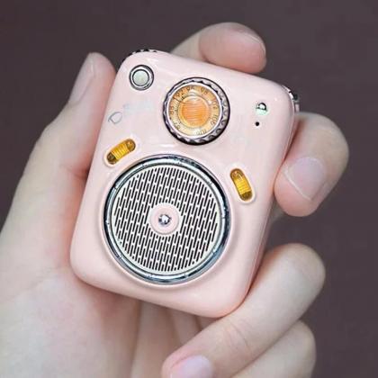 Vintage-inspired Portable Pink Bluetooth Speaker..
